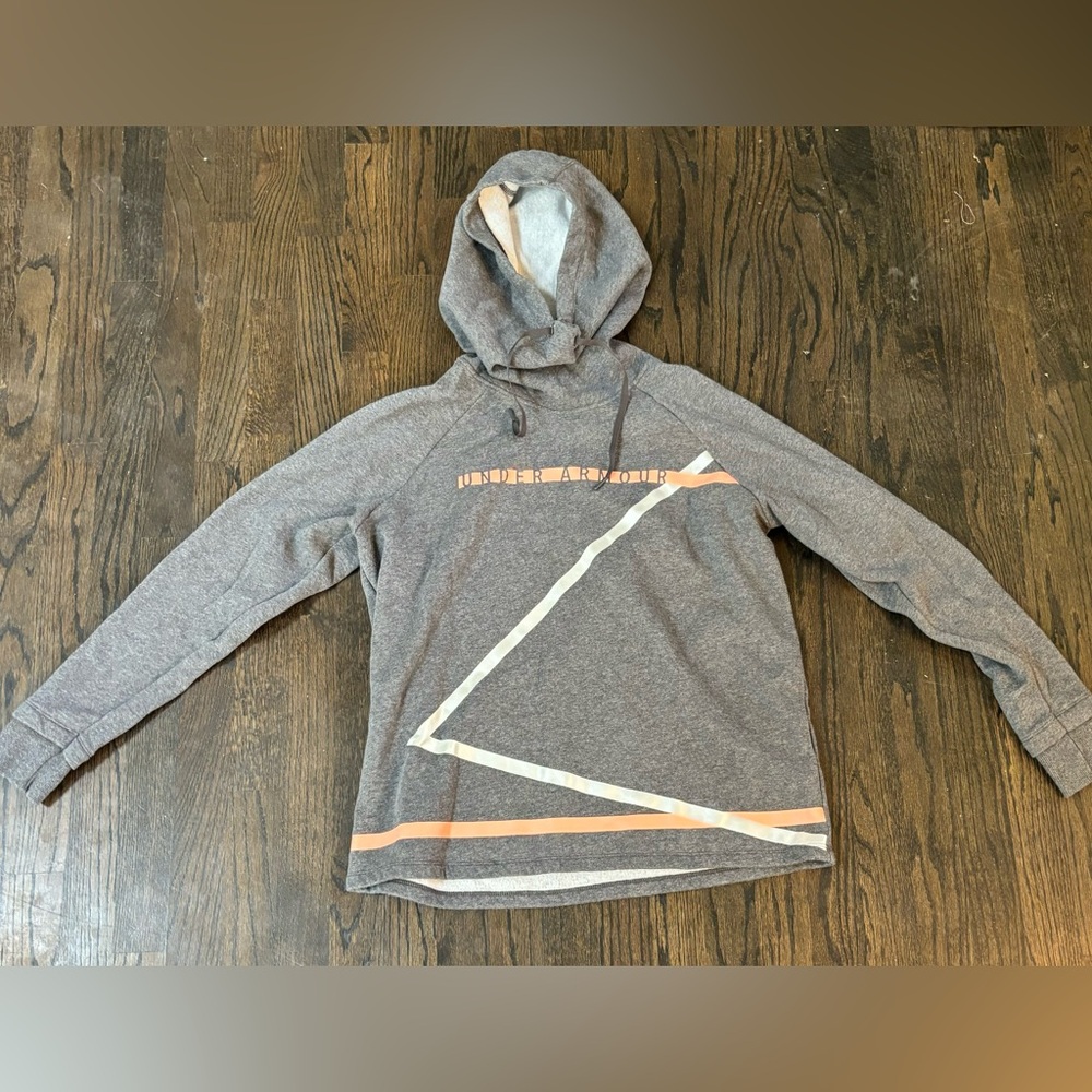 Under Armour Gray Hoodie Size L with Orange and white Accents